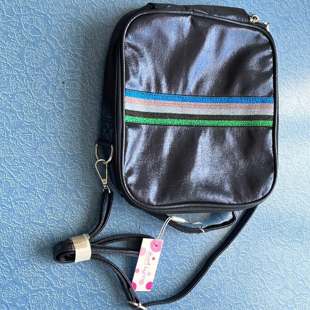 BARI LYNN Cute Trendy Metallic stripe Lunchbox with detachable strap
